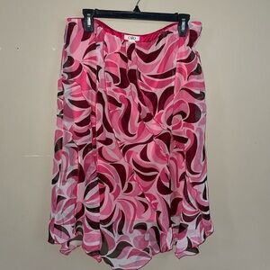 Cato Pink Swirl Print Women’s modest dressy skirt size L